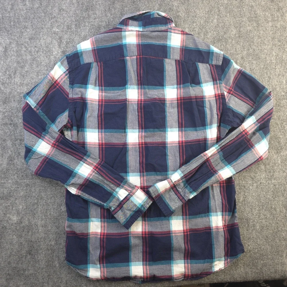 J Crew Shirt Medium Slim Fit Long‎ Sleeve Button Down Blue Plaid Cotton Pocket